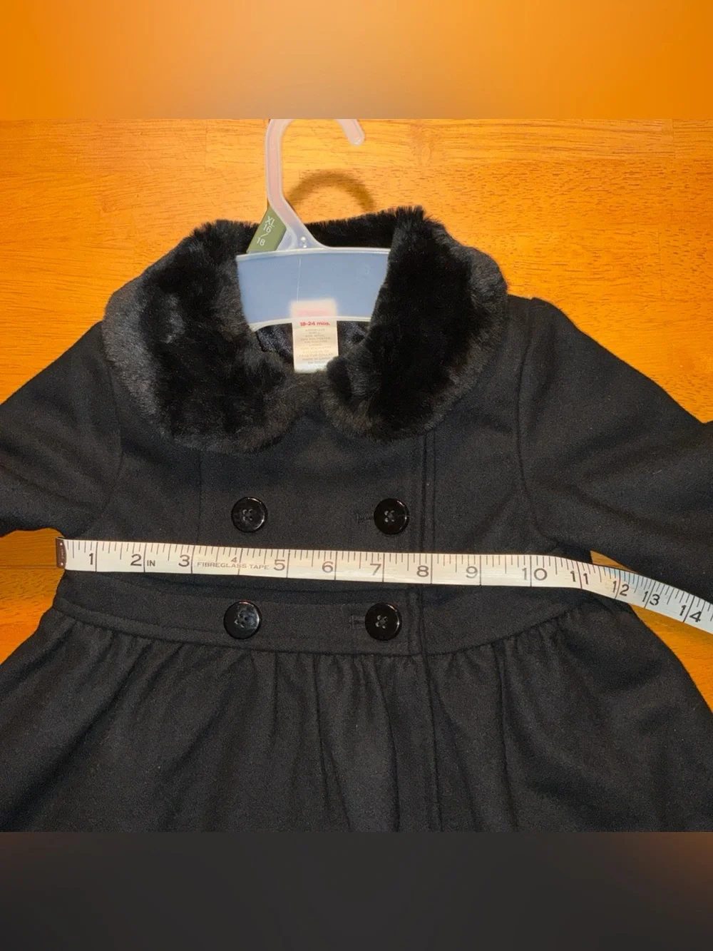 Gymboree Faux Fur black collar wool blend winter baby girl 18-24 mos Lined coat